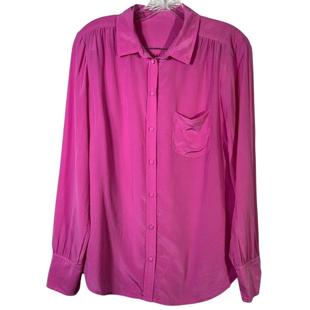 J.Crew Re-Imagined Silk Button-Up Blouse Pink Preppy Office Siren Corpcore 8 Est